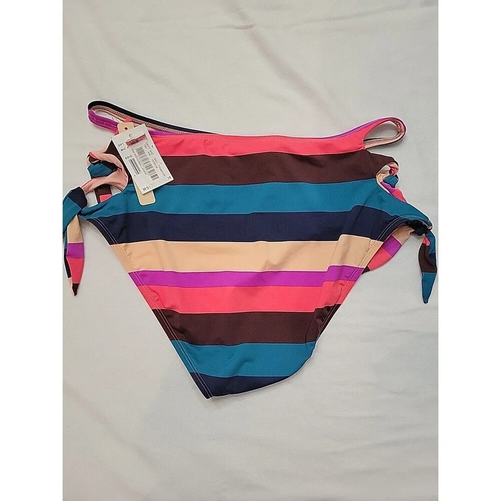 Gibson Latimer Teal Black Red Pink Swimsuit BOTTOMS Size Large Adjustable Ties - Picture 6 of 6